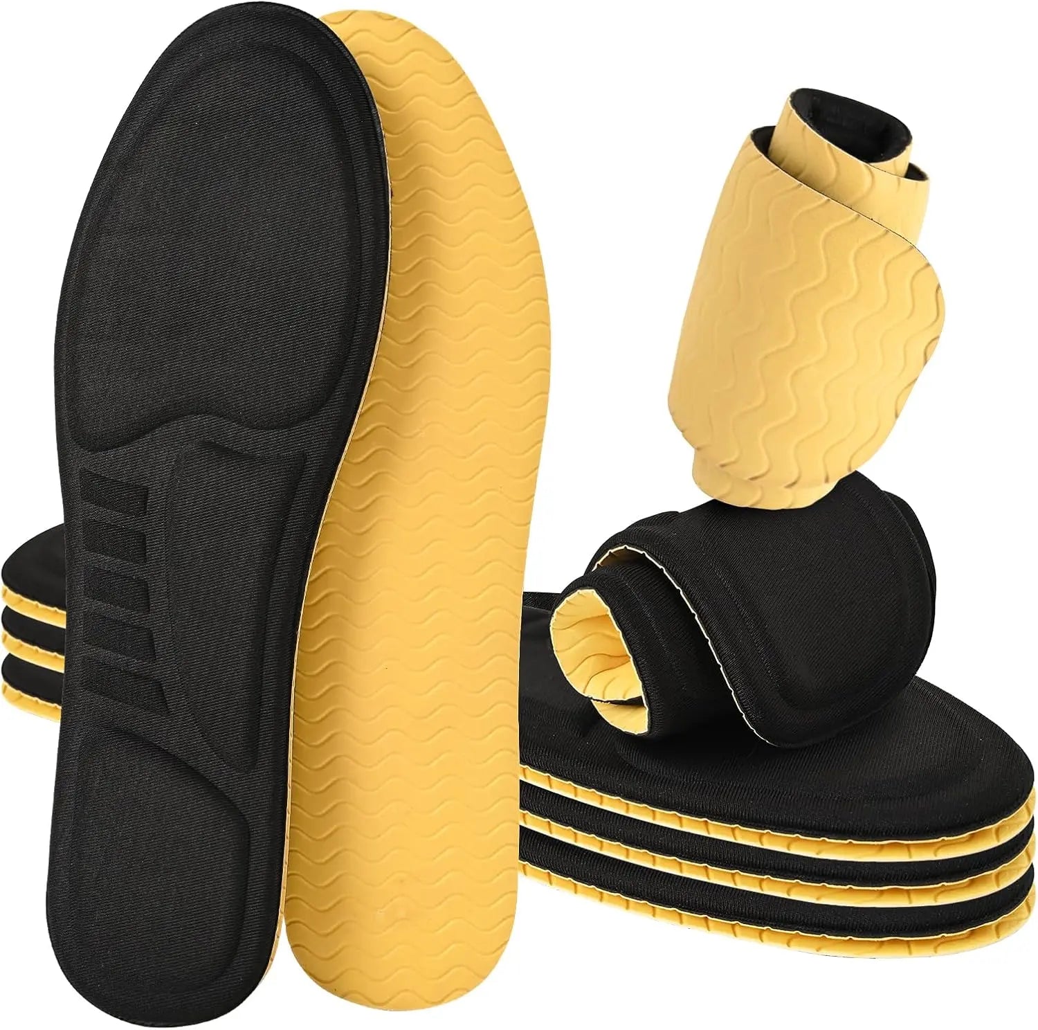 3 Pairs 3D Sponge Shoe Insoles for Men and Women, Replacement Insoles for Work Boots Running Shoes, Cushion Shock Absorbing for Foot Pain Relief, Comfort Breathable Inner Soles