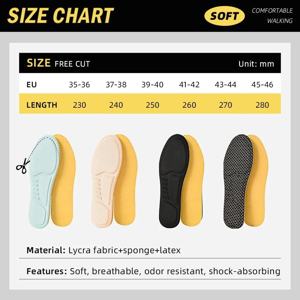 3 Pairs 3D Sponge Shoe Insoles for Men and Women, Replacement Insoles for Work Boots Running Shoes, Cushion Shock Absorbing for Foot Pain Relief, Comfort Breathable Inner Soles