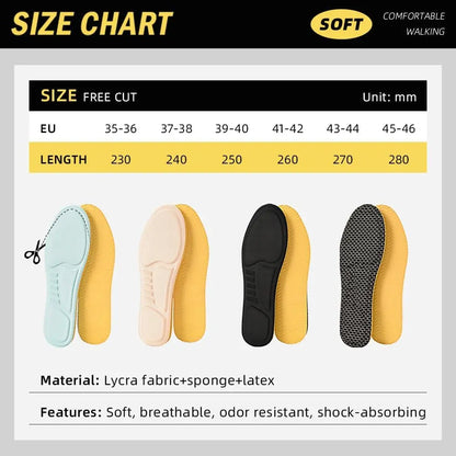 3 Pairs 3D Sponge Shoe Insoles for Men and Women, Replacement Insoles for Work Boots Running Shoes, Cushion Shock Absorbing for Foot Pain Relief, Comfort Breathable Inner Soles